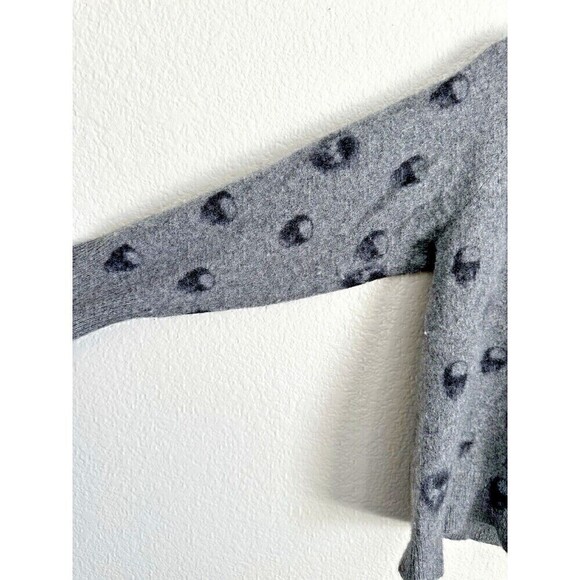 Skull Cashmere Sweater Womens Possible Size Small Long Sleeve Grey Goth Grunge - Picture 4 of 6